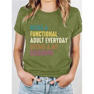 Women's Round Neck Short Sleeve Letter Print Simple Casual Blouse